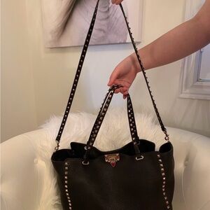 Valentino Black Rockstud large Trapeze Bag.